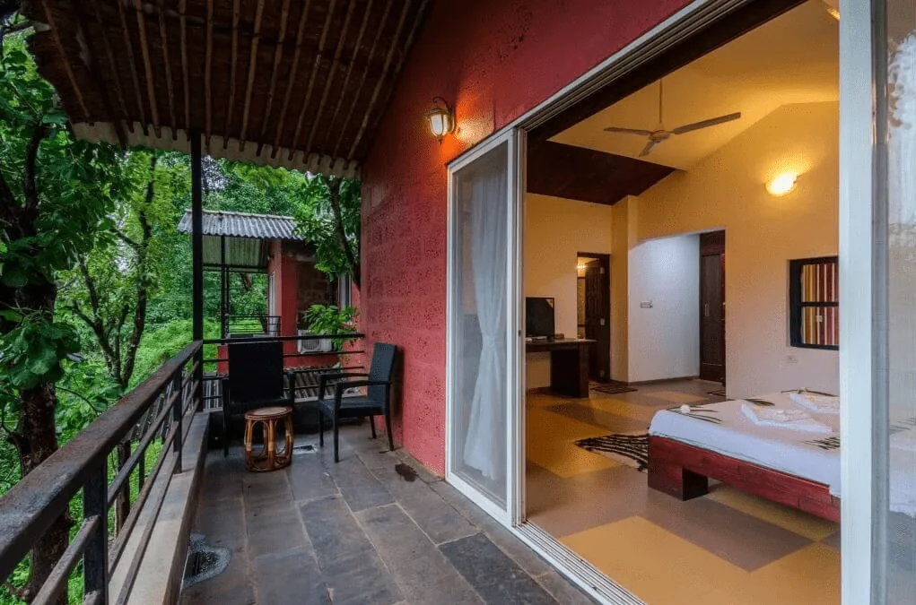 Villa balcony overlooking the forest