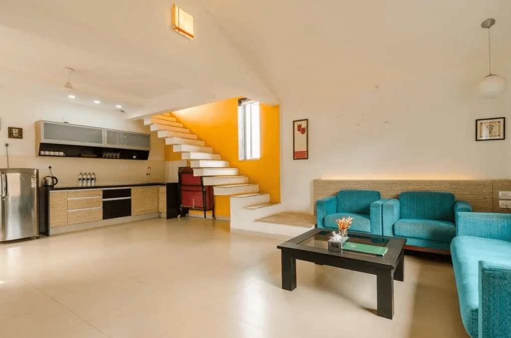 Villa lounge and kitchenette